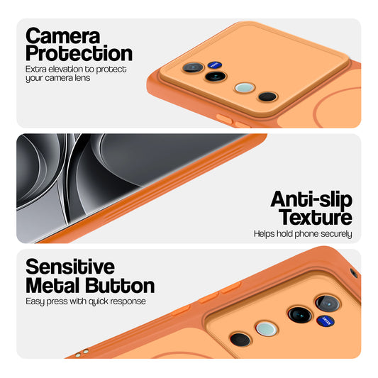 Dual Tone Silicone Back Cover Case With Metal Like Buttons For Vivo V40 Pro 5G