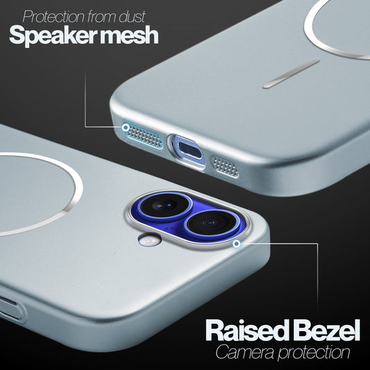 Slim Metallic Texture Wireless Charging MagSafe Case for Apple iPhone 16 Plus
