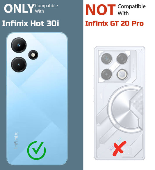Transparent Back Cover with Silicone frame Matte Ring Holder Kickstand Case For Infinix Hot 30i