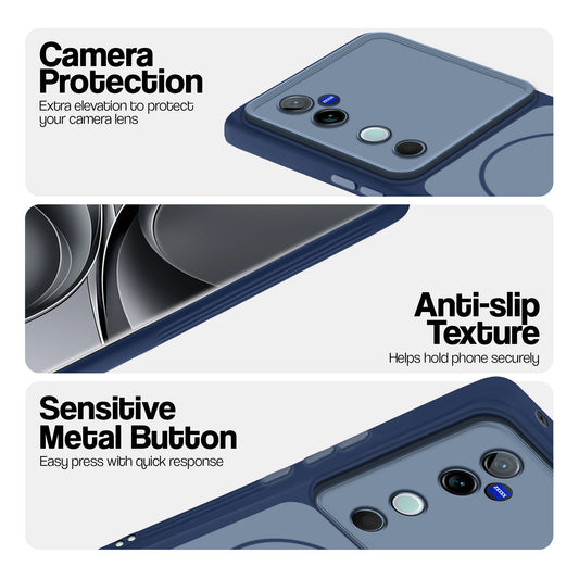 Dual Tone Silicone Back Cover Case With Metal Like Buttons For Vivo V40 Pro 5G