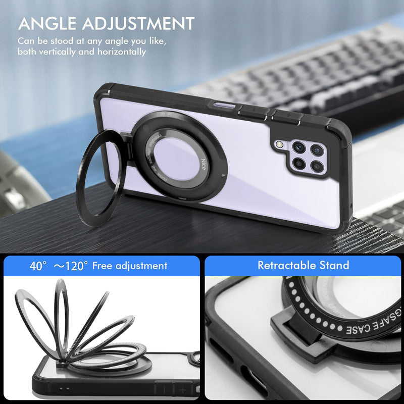 Silicone Grip Clear Case Ring Holder Kickstand For Samsung A22 4G