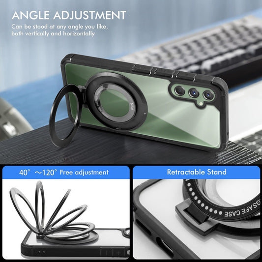 Silicone Grip Clear Case Ring Holder Kickstand For Samsung A55 5G