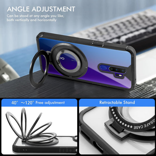 Silicone Grip Clear Case Ring Holder Kickstand For Oppo A9 2020