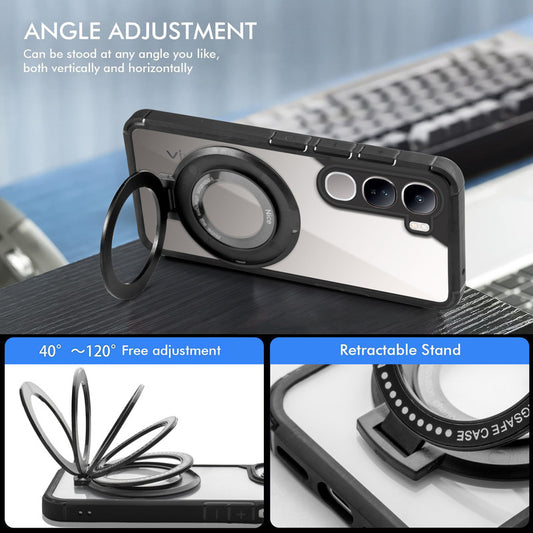 Silicone Grip Clear Case Ring Holder Kickstand For Vivo Y300 5G