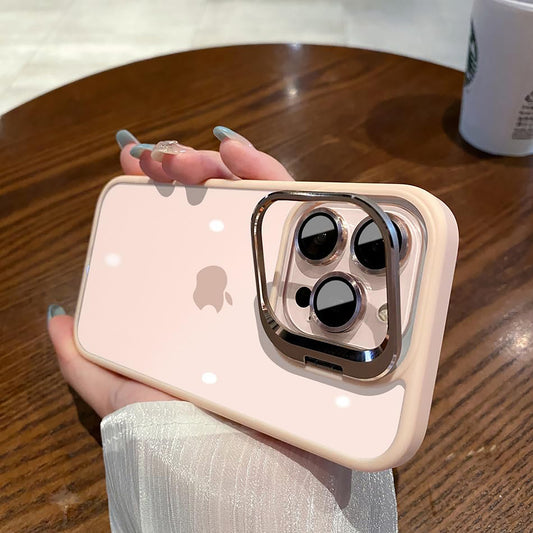 Transparent case with camera ring stand lens protector Back cover for Apple iPhone 15 Pro