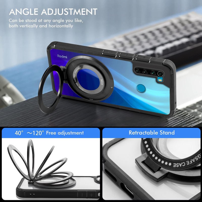 Silicone Grip Clear Case Ring Holder Kickstand For Redmi Note 8