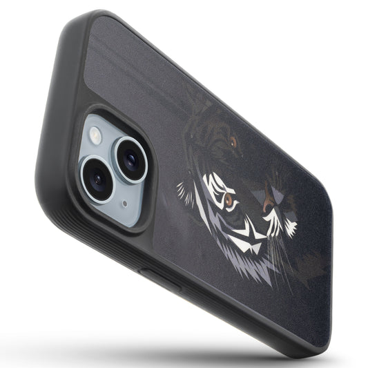 Silicone Textured Frame Printed Hard Back Case For Apple iPhone 15 With Raised Camera Bumper