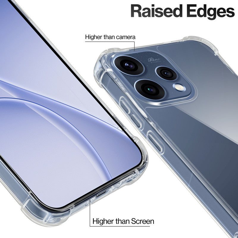 Shockproof Hybrid Transparent Phone Case For Oppo Reno 15 5G with Hard Back and Soft Bumper for Maximum Protection
