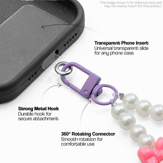 Dual Bow Beaded Phone Charm Strap with Colorful Beads