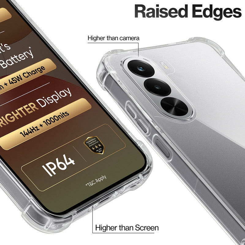 Shockproof Hybrid Transparent Phone Case For Realme P4x 5G with Hard Back and Soft Bumper for Maximum Protection