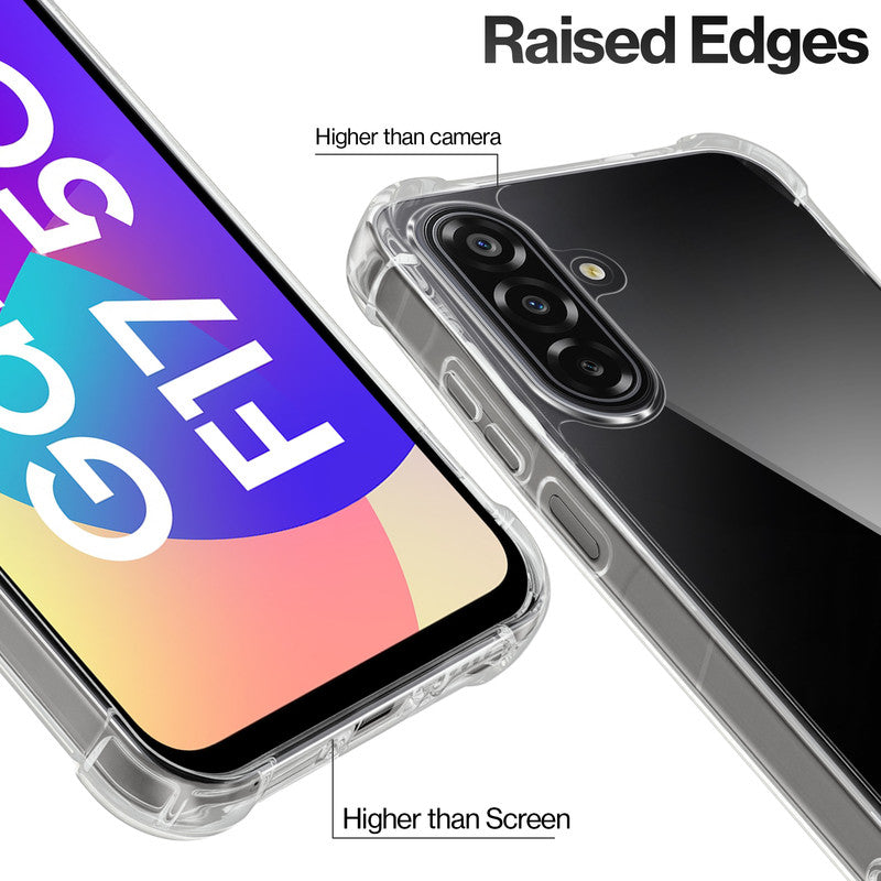 Shockproof Hybrid Transparent Phone Case For Samsung F17 5G with Hard Back and Soft Bumper for Maximum Protection