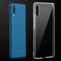 Transparent anti-yellow hard back case fitted on Samsung F02 showing full back coverage and camera protection