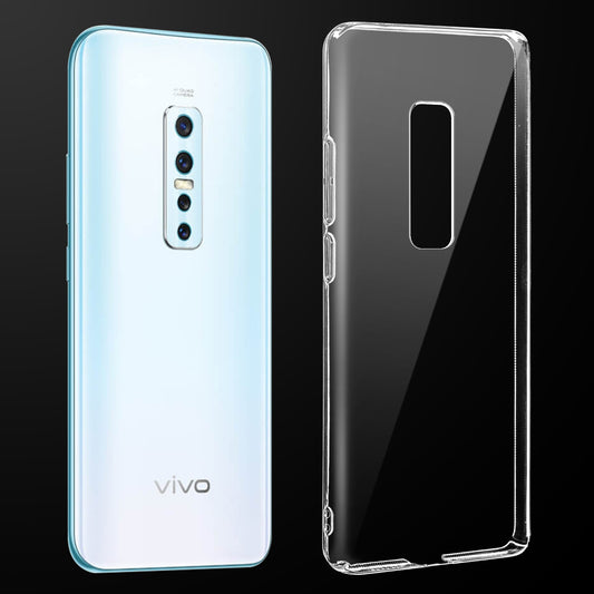 Transparent anti-yellow hard back case fitted on Vivo V17 Pro showing full back coverage and camera protection