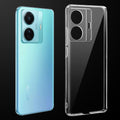 Transparent anti-yellow hard back case fitted on Vivo T1 Pro 5G showing full back coverage and camera protection