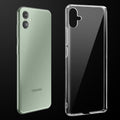 Transparent anti-yellow hard back case fitted on Samsung F04 showing full back coverage and camera protection