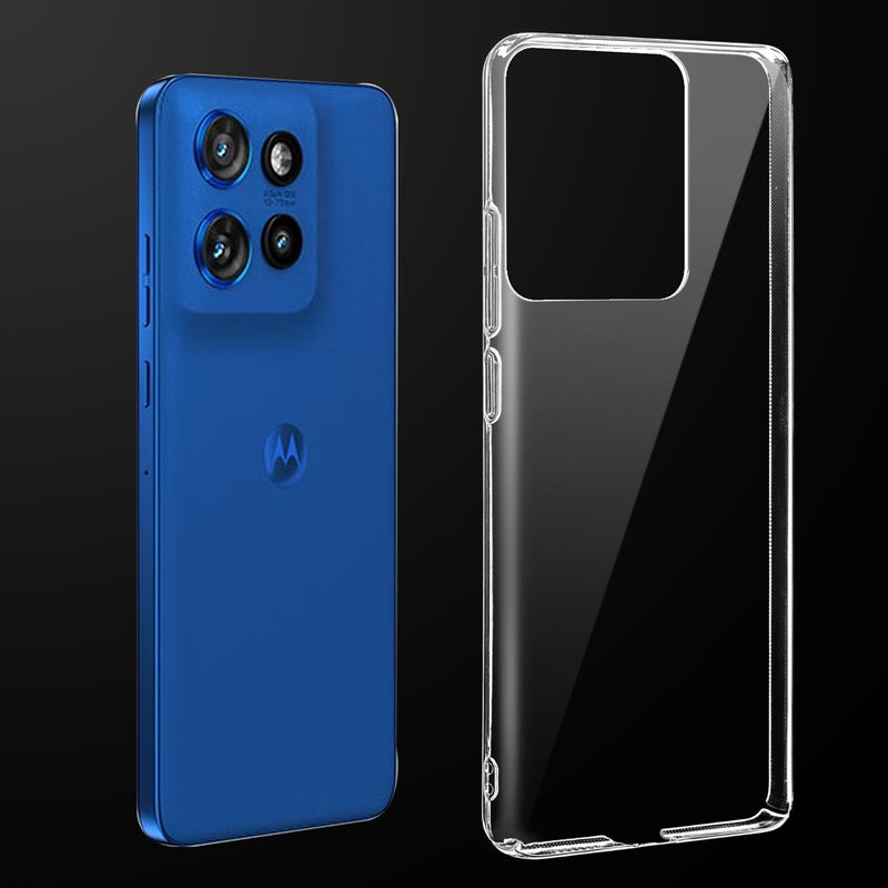 Transparent anti-yellow hard back case fitted on Motorola Moto Edge 50 Neo 5G showing full back coverage and camera protection