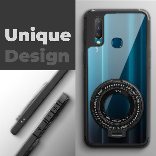 Silicone Grip Clear Case Ring Holder Kickstand For Vivo Y12