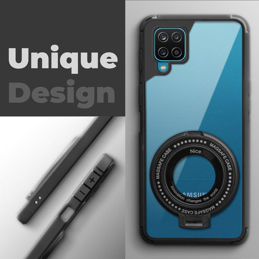 Silicone Grip Clear Case Ring Holder Kickstand For Samsung A12