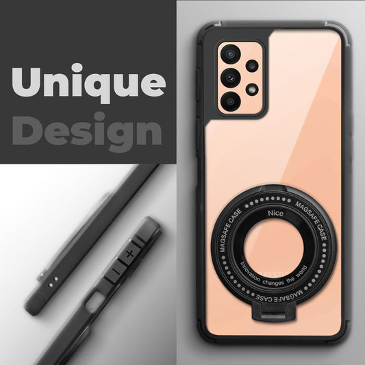 Silicone Grip Clear Case Ring Holder Kickstand For Samsung A23 4G