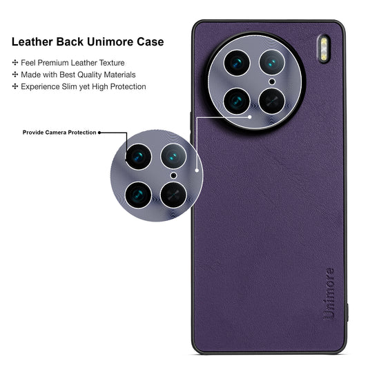 Unimore Leather Hard Case with Shiny Camera Protection For Vivo X90 Pro 5G