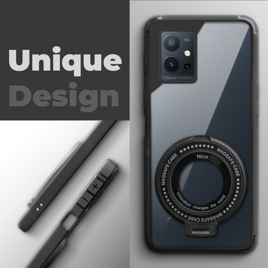 Silicone Grip Clear Case Ring Holder Kickstand For iQOO Z6 5G