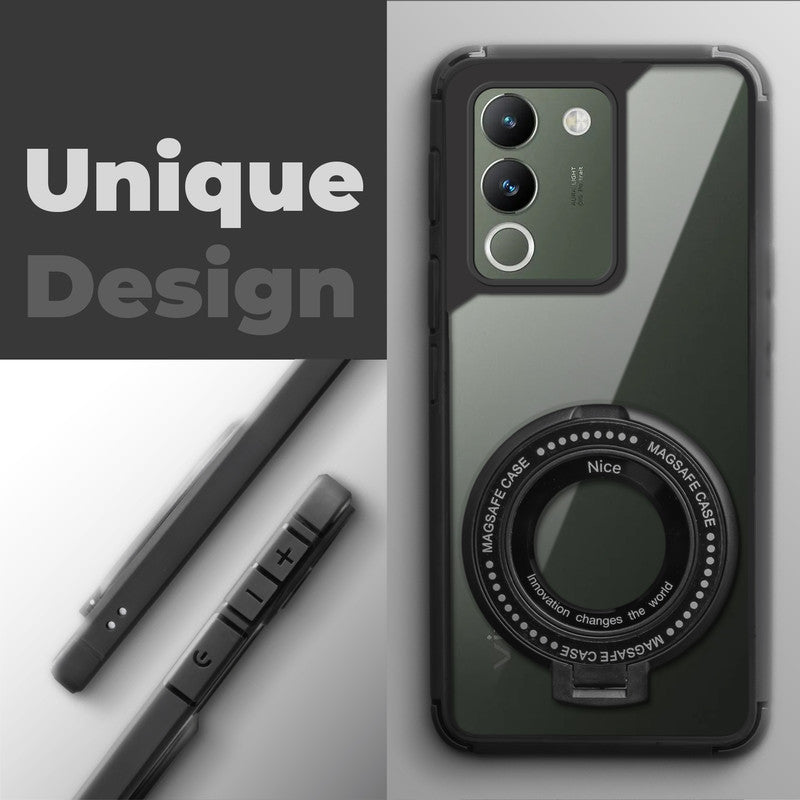 Silicone Grip Clear Case Ring Holder Kickstand For Vivo Y200 5G