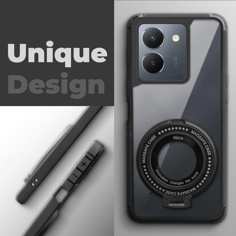 Silicone Grip Clear Case Ring Holder Kickstand For Vivo Y36 4G