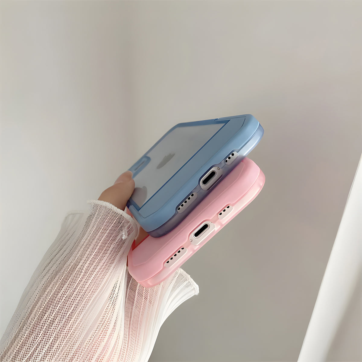 Cute Trendy Semi Transparent Foldable Built in Stand Back Cover for Apple iPhone 11