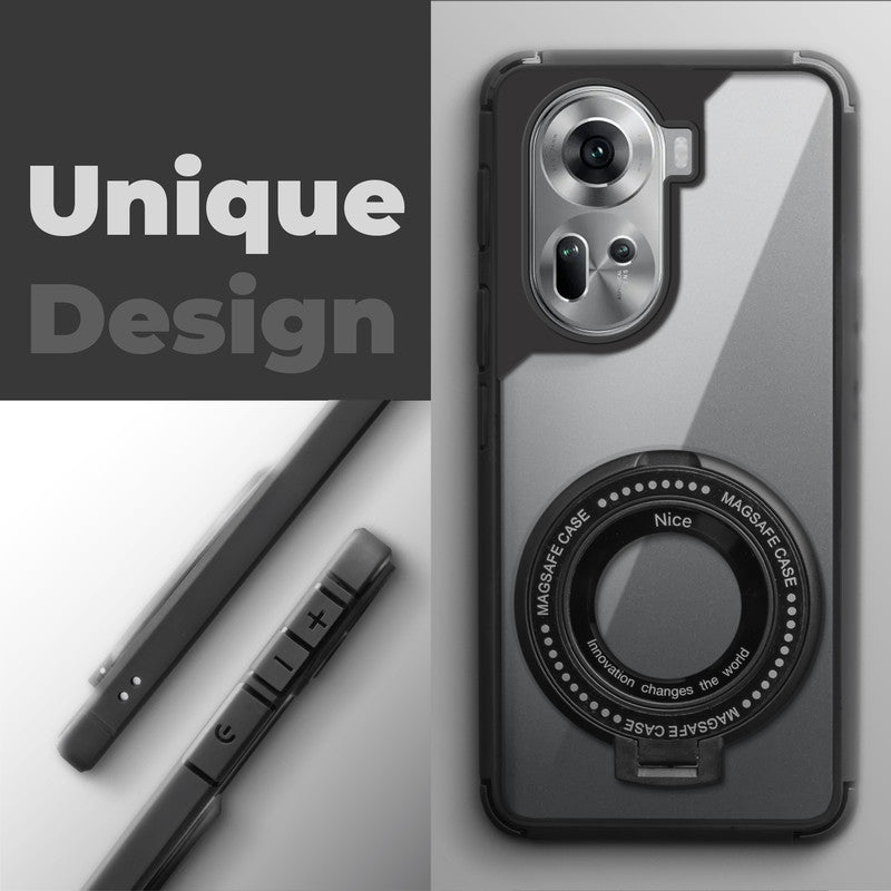 Silicone Grip Clear Case Ring Holder Kickstand For Oppo Reno 11 5G
