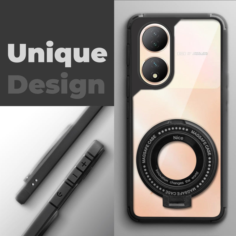 Silicone Grip Clear Case Ring Holder Kickstand For Vivo Y100