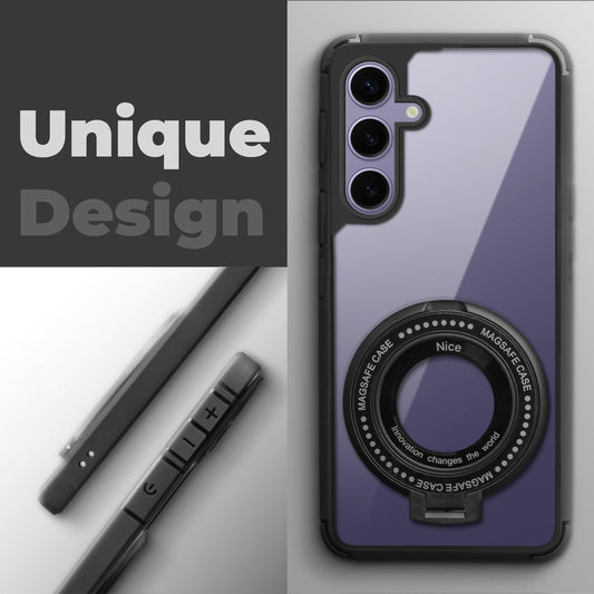 Silicone Grip Clear Case Ring Holder Kickstand For Samsung S24 Plus 5G