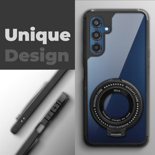 Silicone Frame Transparent Hard Back With Holder Kickstand Case For Samsung M35 5G