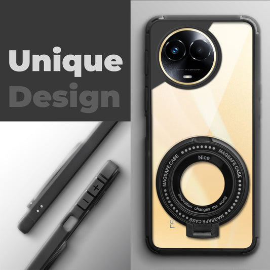 Silicone Grip Clear Case Ring Holder Kickstand For Realme Narzo 60x 5G