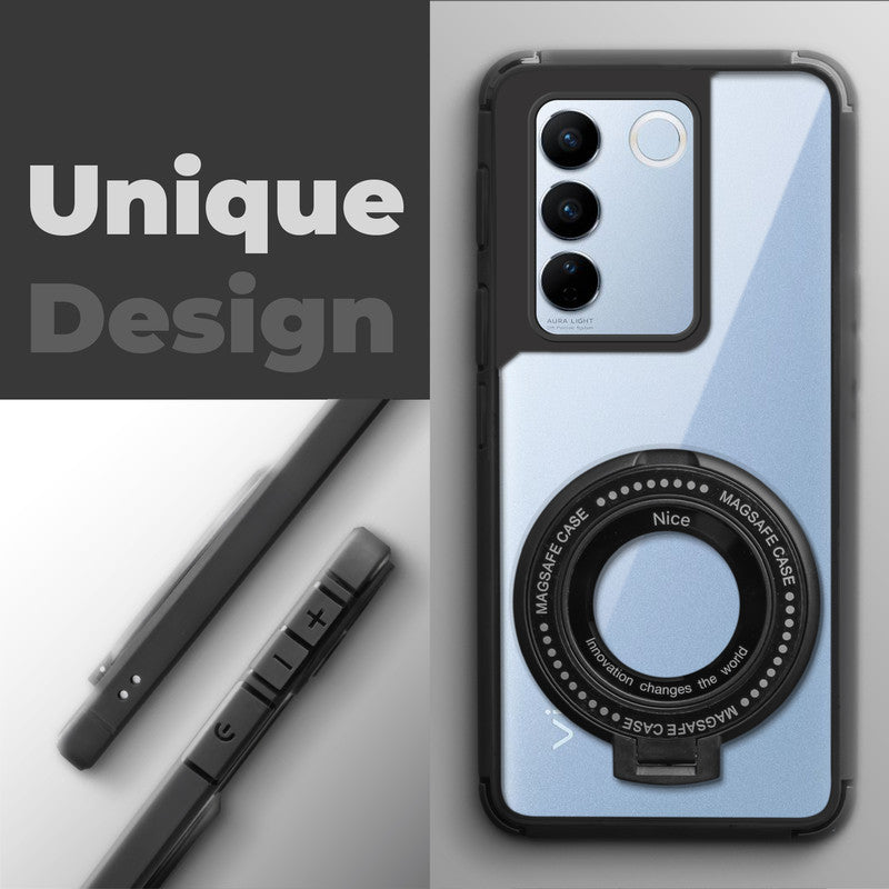 Silicone Grip Clear Case Ring Holder Kickstand For Vivo V27 5G