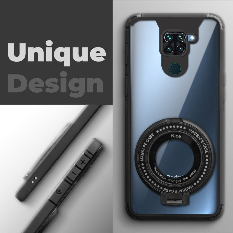 Silicone Grip Clear Case Ring Holder Kickstand For Redmi Note 9