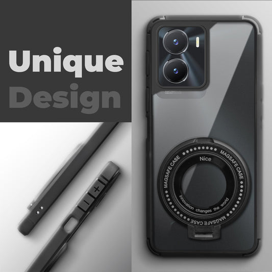 Silicone Frame Transparent Hard Back With Holder Kickstand Case For Vivo Y56 5G