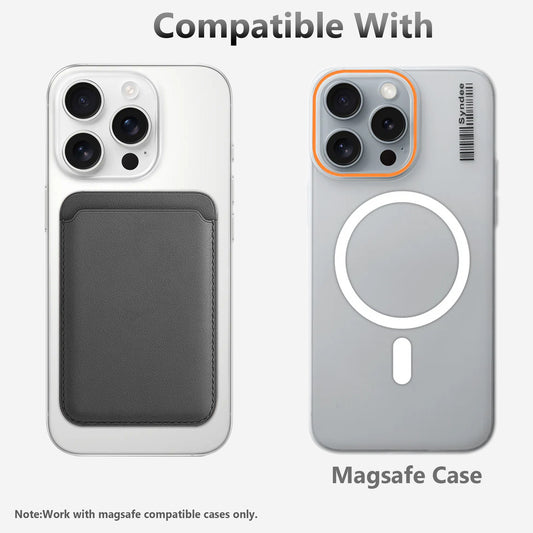 Magnetic Card Leather Wallet Holder Designed for Wireless Charging Support Compatible with Back Case