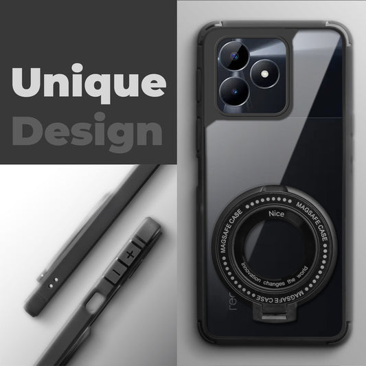 Silicone Grip Clear Case Ring Holder Kickstand For Realme C53