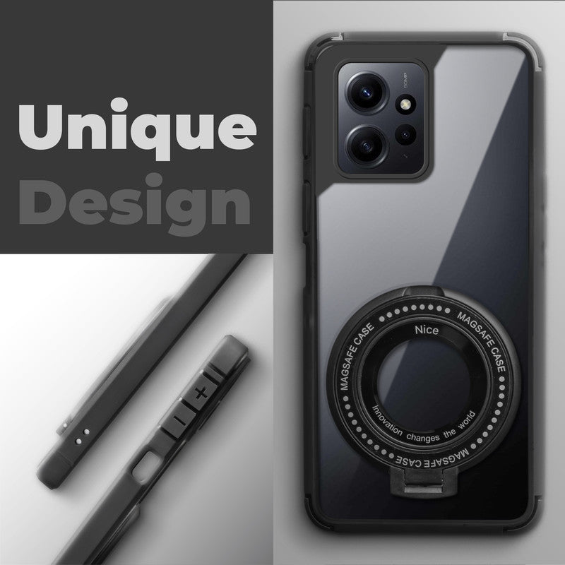 Silicone Grip Clear Case Ring Holder Kickstand For Redmi Note 12 4G