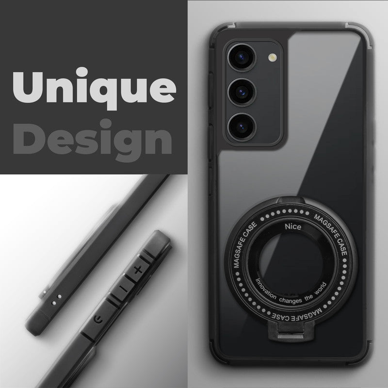 Silicone Grip Clear Case Ring Holder Kickstand For Samsung S23 5G