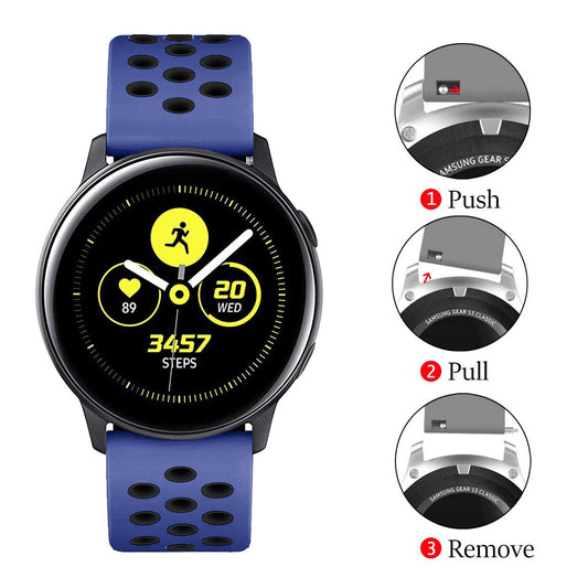 Silicone Watch Strap With Breathable Dotted Dual-Tone Compatible With 20 MM Watch Strap Compatible with Galaxy Watch 7/Galaxy Watch 4 Strap 44mm 40mm /Galaxy Watch 5/Watch 5 Pro/Watch 3 41mm/Active 2 Band(Only Strap)
