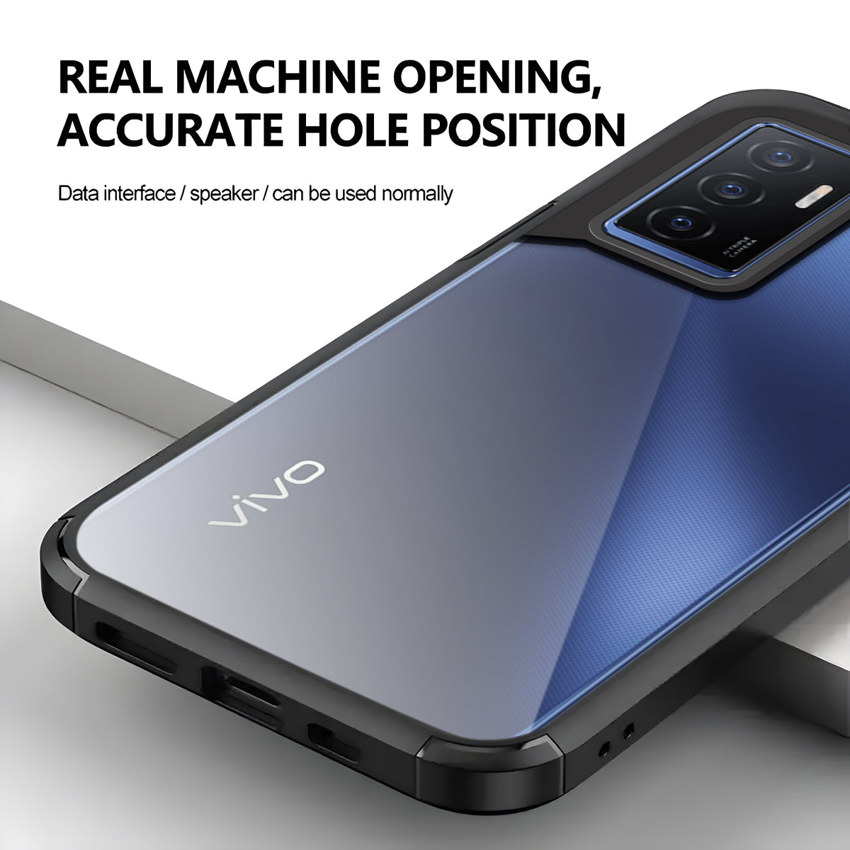 Silicone Border Transparent Back Cover for Vivo V23E 5G