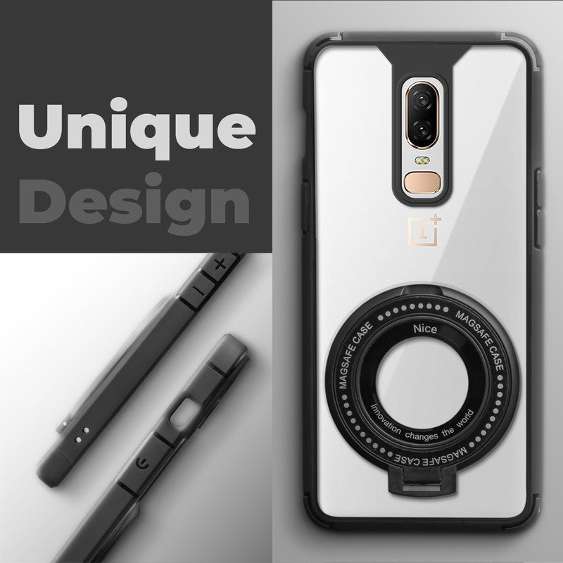 Silicone Grip Clear Case Ring Holder Kickstand For OnePlus 6