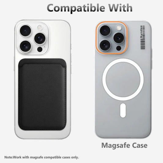 Magnetic Card Leather Wallet Holder Designed for Wireless Charging Support Compatible with Back Case