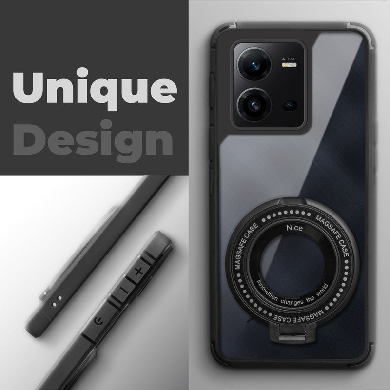 Silicone Grip Clear Case Ring Holder Kickstand For Vivo V25 5G
