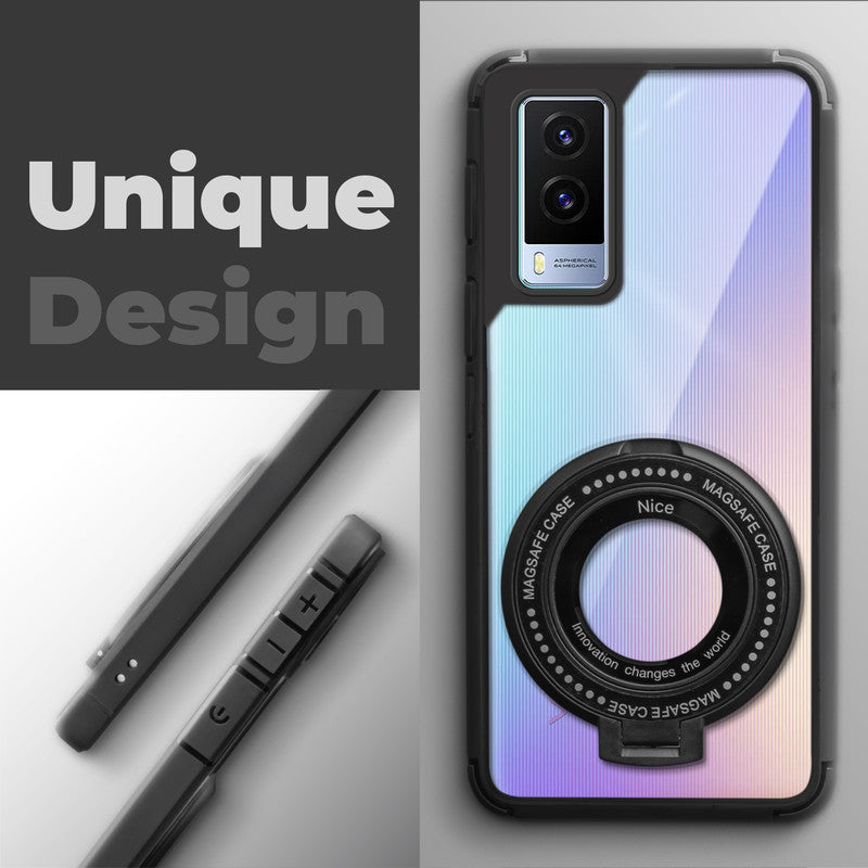 Silicone Grip Clear Case Ring Holder Kickstand For Vivo V21e 5G