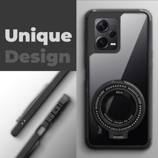 Silicone Grip Clear Case Ring Holder Kickstand For Redmi Note 12 Pro Plus 5G