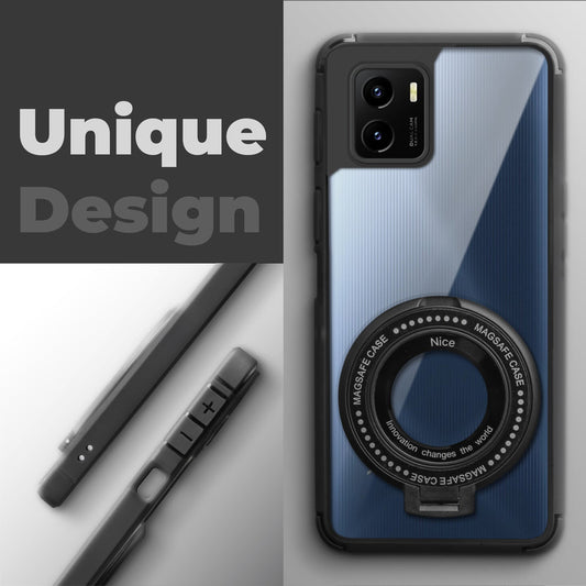 Silicone Grip Clear Case Ring Holder Kickstand For Vivo Y15S