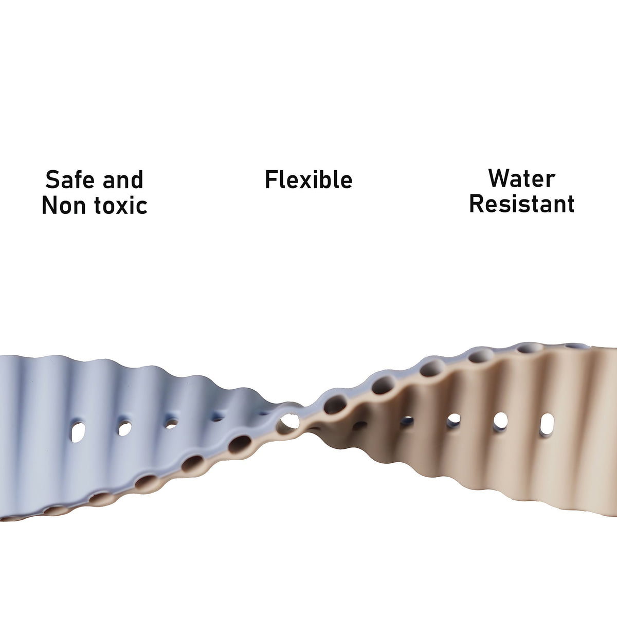 Silicone Ocean Loop Strap for - Apple Watch 41mm - Blue & Gray
