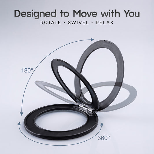 Adhesive Phone Ring Stand with Peel & Stick Design, 360° Rotation & 180° Folding